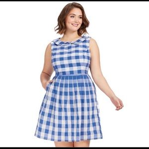 ModCloth Blue Gingham Vintage Style Dress